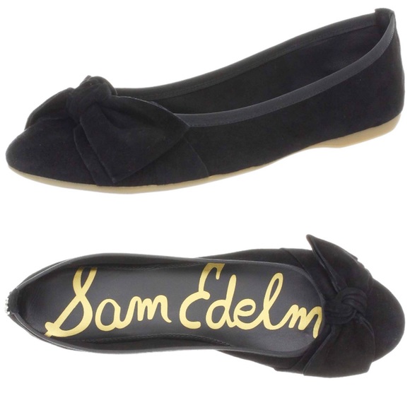 Sam Edelman Shoes - Sam Edelman Emma Black Suede Bow Ballet Flat